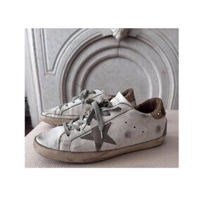 Golden Goose Superstar White Leather Sneakers, 9